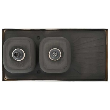 vidaXL Νεροχύτης Διπλή Γούρνα Ασημί 1200x600x155 χιλ. Ανοξείδ. Ατσάλι