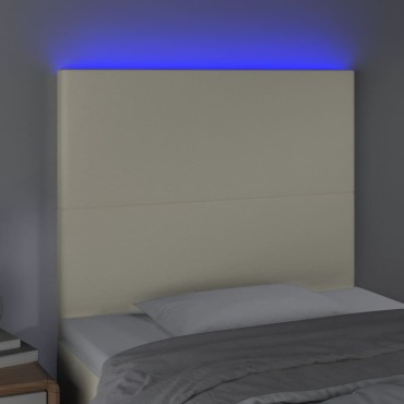 vidaXL Κεφαλάρι Κρεβατιού LED Κρεμ 90x5x118/128 εκ 1 τεμ.
