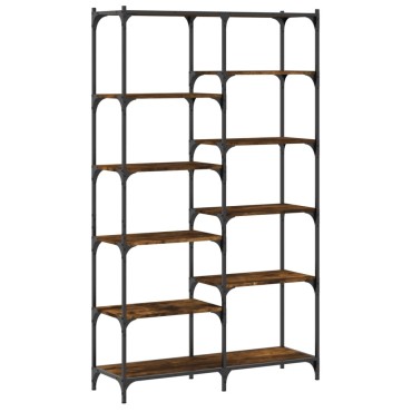 vidaXL Βιβλιοθήκη Καπνιστή Δρυς 100x32x170cm Επεξεργ. Ξύλο / Σίδηρος 1 τεμ.