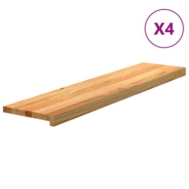 vidaXL Πατάκια Σκάλας 4 τεμ. Ανοιχτό Καφέ 110x30x2 cm Ξύλο Δρυός