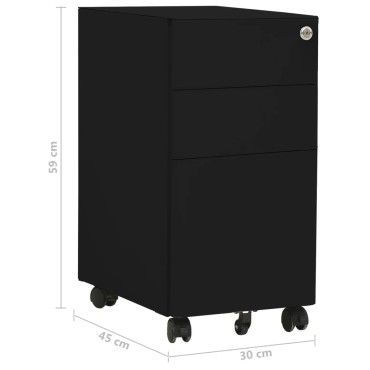 vidaXL Αρχειοθήκη Φορητή Μαύρη 30x45x59cm Ατσάλινη 1 τεμ.