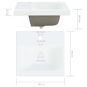 vidaXL Νιπτήρας Ένθετος Λευκός 42 x 39 x 18 εκ. Κεραμικός με Βρύση