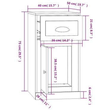 vidaXL Ντουλάπι με Συρτάρι Καπνιστή Δρυς 40x50x75cm Επεξεργ. Ξύλο 1 τεμ.