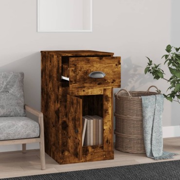vidaXL Ντουλάπι με Συρτάρι Καπνιστή Δρυς 40x50x75cm Επεξεργ. Ξύλο 1 τεμ.
