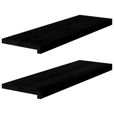 vidaXL Πατάκια Σκάλας 2 τεμ. Καφέ-Μαύρο 80x25x2 cm Ξύλο Δρυός