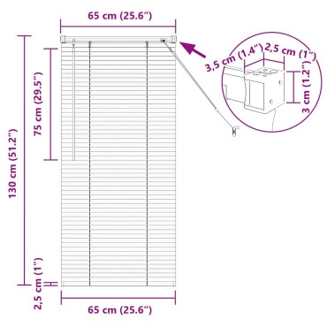 vidaXL Βενετσιάνικες Ρόδες Ασημί 130 x 65 εκ Αλουμίνιο