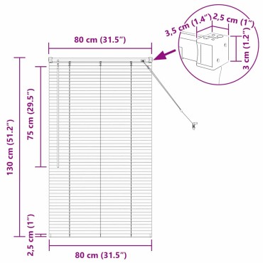 vidaXL Βενετσιάνικες Ρόδες Ασημί 130 x 80 εκ Αλουμίνιο