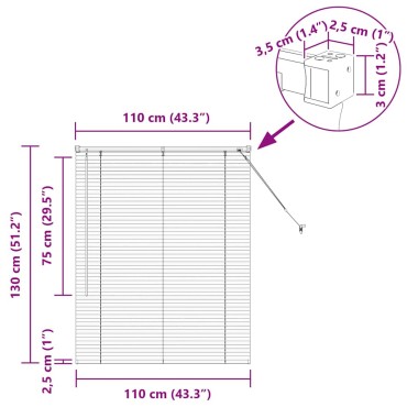 vidaXL Βενετσιάνικες Ρόδες Ασημί 130 x 110 εκ Αλουμίνιο