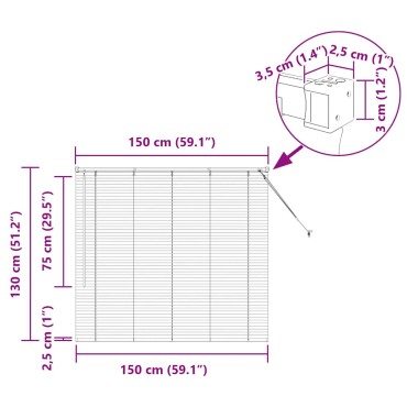 vidaXL Βενετσιάνικες Ρόδες Ασημί 130 x 150 cm Αλουμίνιο