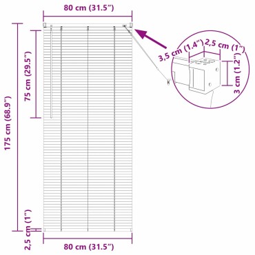 vidaXL Βενετσιάνικες Ρόδες Ασημί 175 x 80 εκ Αλουμίνιο