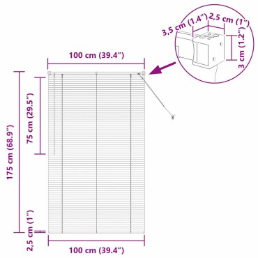 vidaXL Βενετσιάνικες Ρόδες Ασημί 175 x 100 εκ. Αλουμίνιο