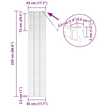 vidaXL Βενετσιάνικες Ρόδες Ασημί 220 x 45 εκ Αλουμίνιο
