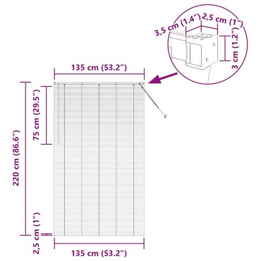 vidaXL Βενετσιάνικη Σκίαση Ασημί 220 x 135 εκ 25 χιλ. Αλουμίνιο