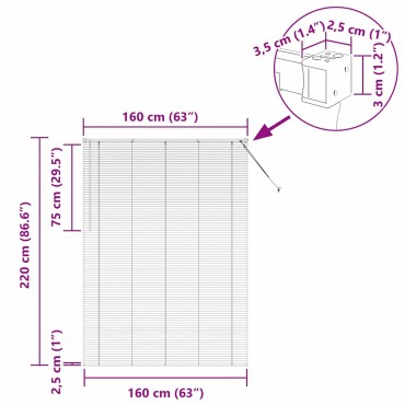 vidaXL Βενετσιάνικη Σκίαση Ασημί 220 x 160 εκ 25 χιλ. Αλουμίνιο