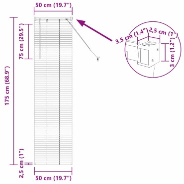 vidaXL Βενετσιάνικες Ρόδες Λευκό 175 x 50 εκ Αλουμίνιο
