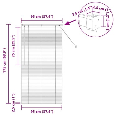 vidaXL Βενετσιάνικες Ρόδες Λευκό 175 x 95 εκ Αλουμίνιο