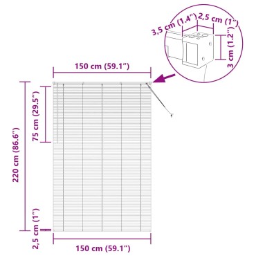 vidaXL Βενετσιάνικες Ρόδες Λευκό 220x150εκ Αλουμίνιο