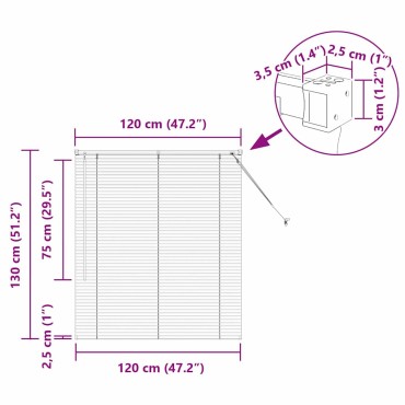 vidaXL Βενετσιάνικη Σκίαση Σκούρο Γκρι 130 x 120 εκ 25 χιλ. Αλουμίνιο