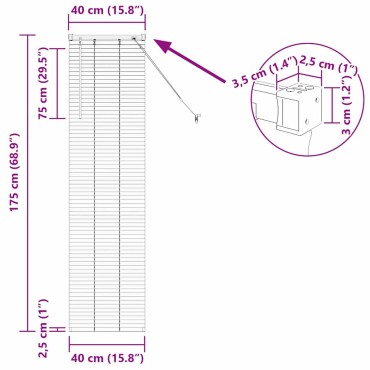 vidaXL Βενετσιάνικες Ρόδες Σκούρο Γκρι 175 x 40 εκ Αλουμίνιο