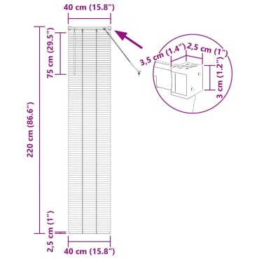 vidaXL Βενετσιάνικες Ρόδες Σκούρο Γκρι 220 x 40 εκ Αλουμίνιο