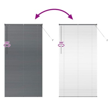 vidaXL Βενετσιάνικη Σκίαση Σκούρο Γκρι 220 x 110 cm 25 χιλ. Αλουμίνιο