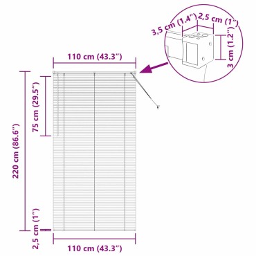 vidaXL Βενετσιάνικη Σκίαση Σκούρο Γκρι 220 x 110 cm 25 χιλ. Αλουμίνιο
