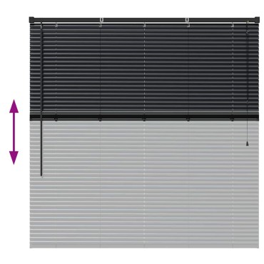 vidaXL Βενετσιάνικη Σκίαση Μαύρο 130 x 135 εκ 25 χιλ. Αλουμίνιο