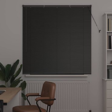 vidaXL Βενετσιάνικη Σκίαση Μαύρο 130 x 135 εκ 25 χιλ. Αλουμίνιο