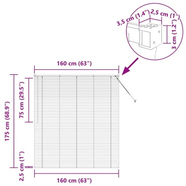 vidaXL Βενετσιάνικη Σκίαση Μαύρο 175 x 160 εκ 25 χιλ. Αλουμίνιο
