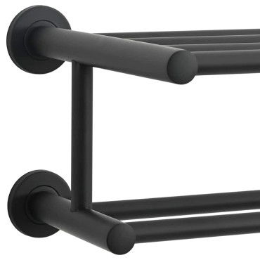 vidaXL Ράφι Πετσέτας Μαύρο 61 x 23 x 17 εκ Ανοξείδωτο ατσάλι