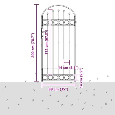 vidaXL Στύλος Περιφράξεων ASSEN 200 x 88 x 14 εκ Ατσάλι Κλειδώσιμο