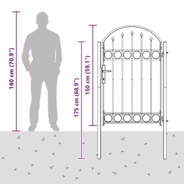 vidaXL Πύλη Φράχτη ASSEN 100 x 150 cm Γκρι Κλειδώσιμο