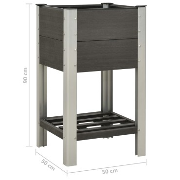 vidaXL Ζαρντινιέρα Υπερυψωμένη με Ράφι Γκρι 50 x 50 x 90 εκ. από WPC