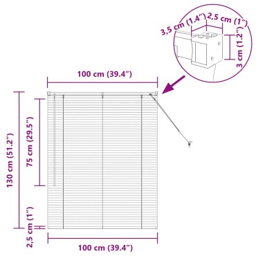 vidaXL Βενετσιάνικες Ρόδες Λευκό 130 x 100 cm Αλουμίνιο