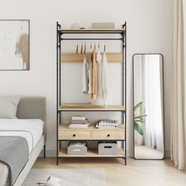 vidaXL Ντουλάπα με Συρτάρια Sonoma Δρυς 89x39x184,5cm Επεξ. Ξύλο 1 τεμ.
