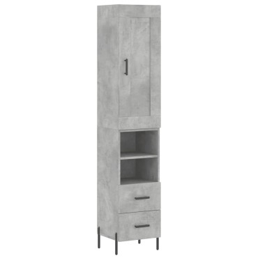 vidaXL Ντουλάπι Γκρι Σκυροδέματος 34,5x34x180cm Επεξεργασμένο Ξύλο 1 τεμ.