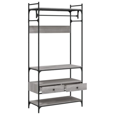 vidaXL Ντουλάπα με Συρτάρια Γκρι Sonoma 89x39x184,5cm Επεξεργ. Ξύλο 1 τεμ.