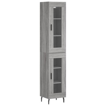 vidaXL Μπουφές Sonoma Γκρι 34,5x34x180cm από Επεξεργασμένο Ξύλο 1 τεμ.
