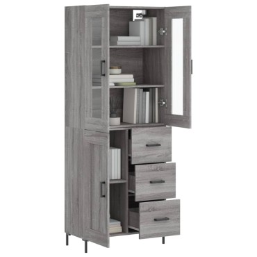 vidaXL Ντουλάπι Γκρι Sonoma 69,5x34x180cm Επεξεργασμένο Ξύλο 1 τεμ.