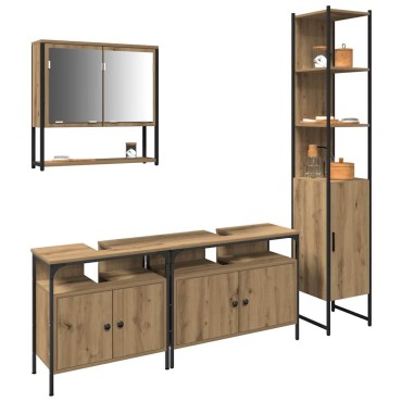 vidaXL Σετ Επίπλων Μπάνιου 4 τεμ. Artisan Oak Επεξεργασμένο Ξύλο