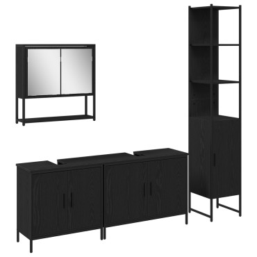 vidaXL Σετ Επίπλων Μπάνιου 4 τεμ. Μαύρο 33x33x185,5 εκ