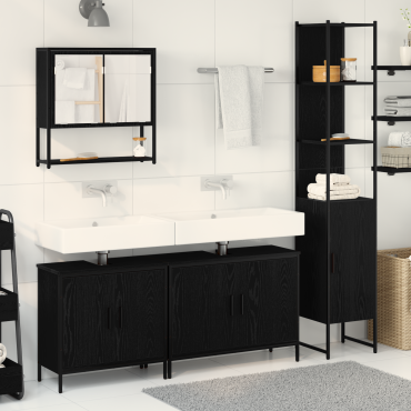 vidaXL Σετ Επίπλων Μπάνιου 4 τεμ. Μαύρο 33x33x185,5 εκ