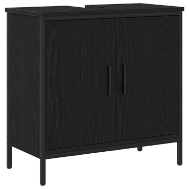 vidaXL Σετ Επίπλων Μπάνιου 4 τεμ. Μαύρο 33x33x185,5 εκ