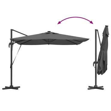 vidaXL Ομπρέλα ηλίου με φώτα λωρίδας LED Ανθρακί 286 x 284 x 270 εκ