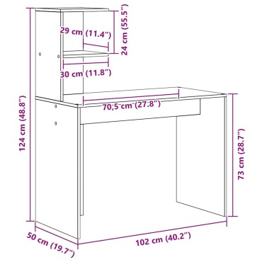 vidaXL Γραφείο Artisan Oak 102x50x124cm Επεξεργασμένο Ξύλο 1 τεμ.