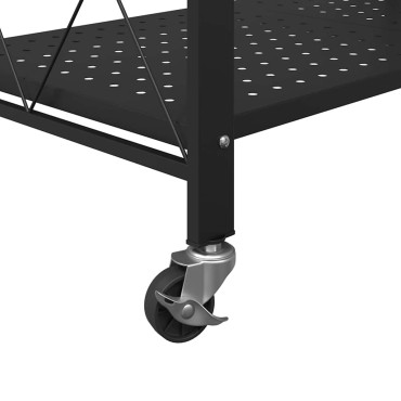 vidaXL Ράφι Αποθήκευσης με Ρόδες Μαύρο 71x34x88 εκ. Ατσάλινο