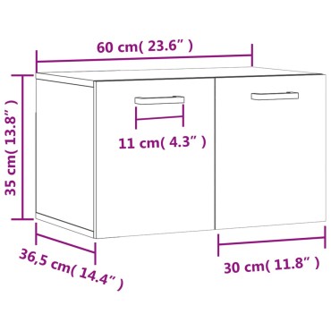 vidaXL Ντουλάπι Τοίχου Γκρι Sonoma 60x36,5x35cm Επεξεργασμένο Ξύλο 1 τεμ.