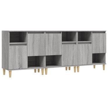 vidaXL Ντουλάπι 3 τεμ. Γκρι Sonoma 60x35x70cm από Επεξεργασμένο Ξύλο