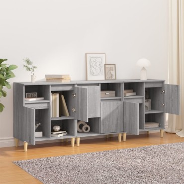 vidaXL Ντουλάπι 3 τεμ. Γκρι Sonoma 60x35x70cm από Επεξεργασμένο Ξύλο