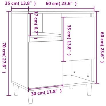 vidaXL Ντουλάπι 3 τεμ. Γκρι Sonoma 60x35x70cm από Επεξεργασμένο Ξύλο